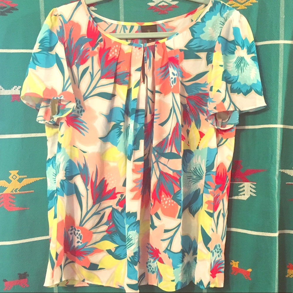 XL NWT Worthington Multicolor Floral Blouse